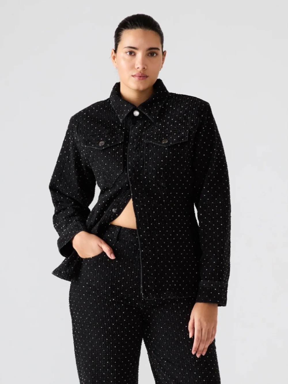 🆕 Steve Madden Parc Black Crystal Jacket NWT SZ XS